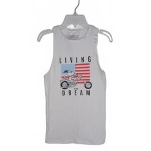Snoopy peanuts tank S women's white motorcycle top